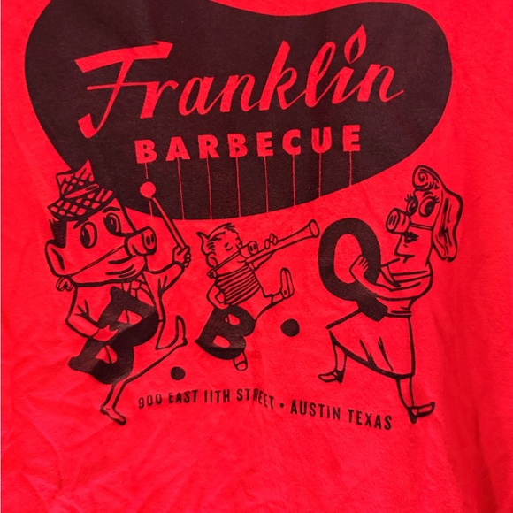 Red Graphic Franklin BBQ Retro ATX T-Shirt unisex Small - Picture 1 of 3